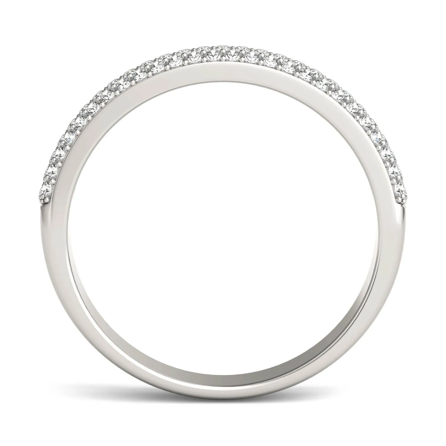 0.17 CTW DEW Round Moissanite Pave Ring in 14K White Gold