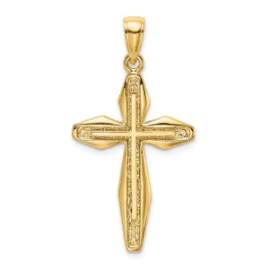 14K Textured Cross Charm