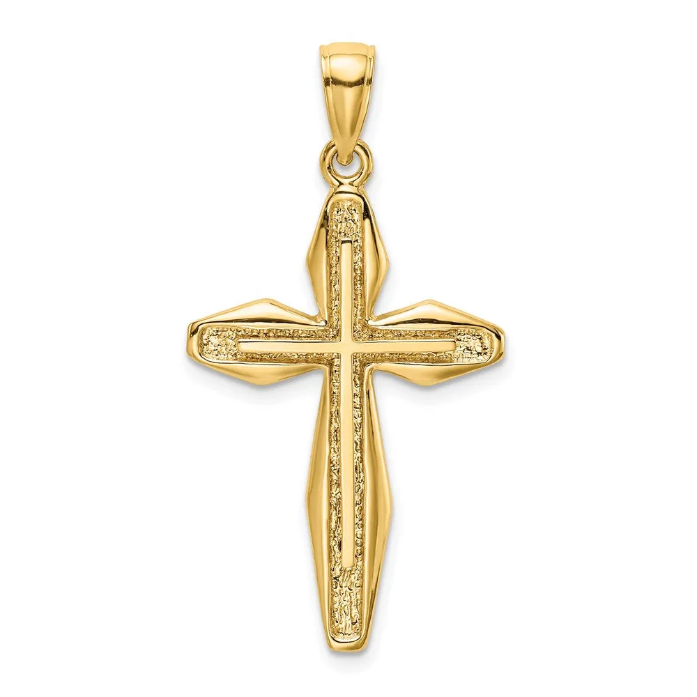 14K Textured Cross Charm