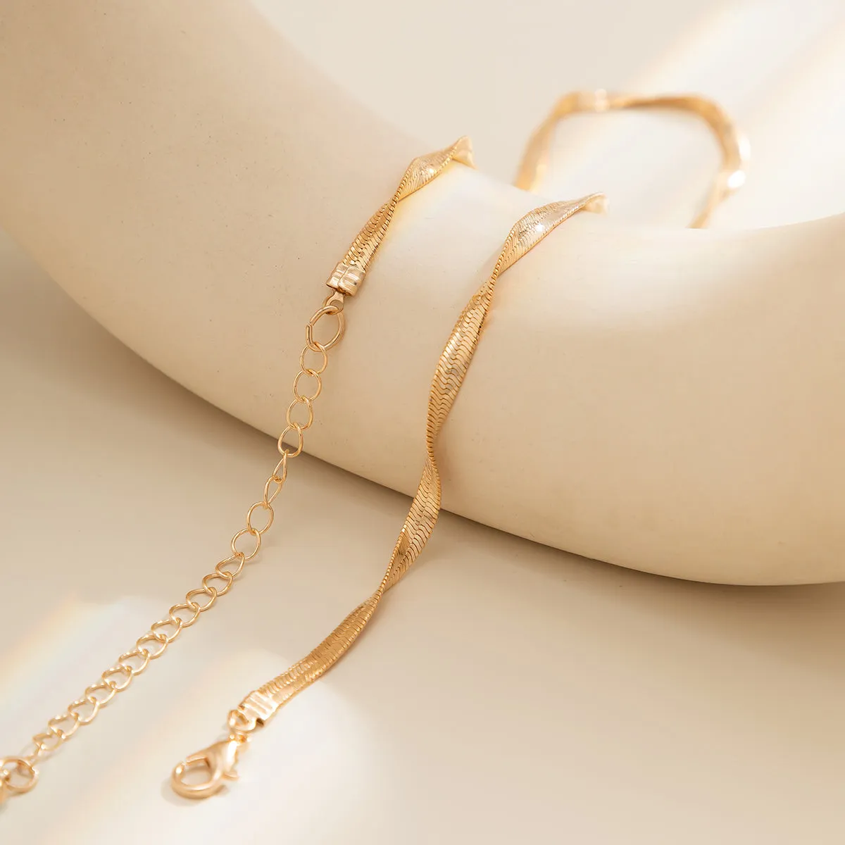 18K Gold-Plated Twisted Snake Chain Necklace