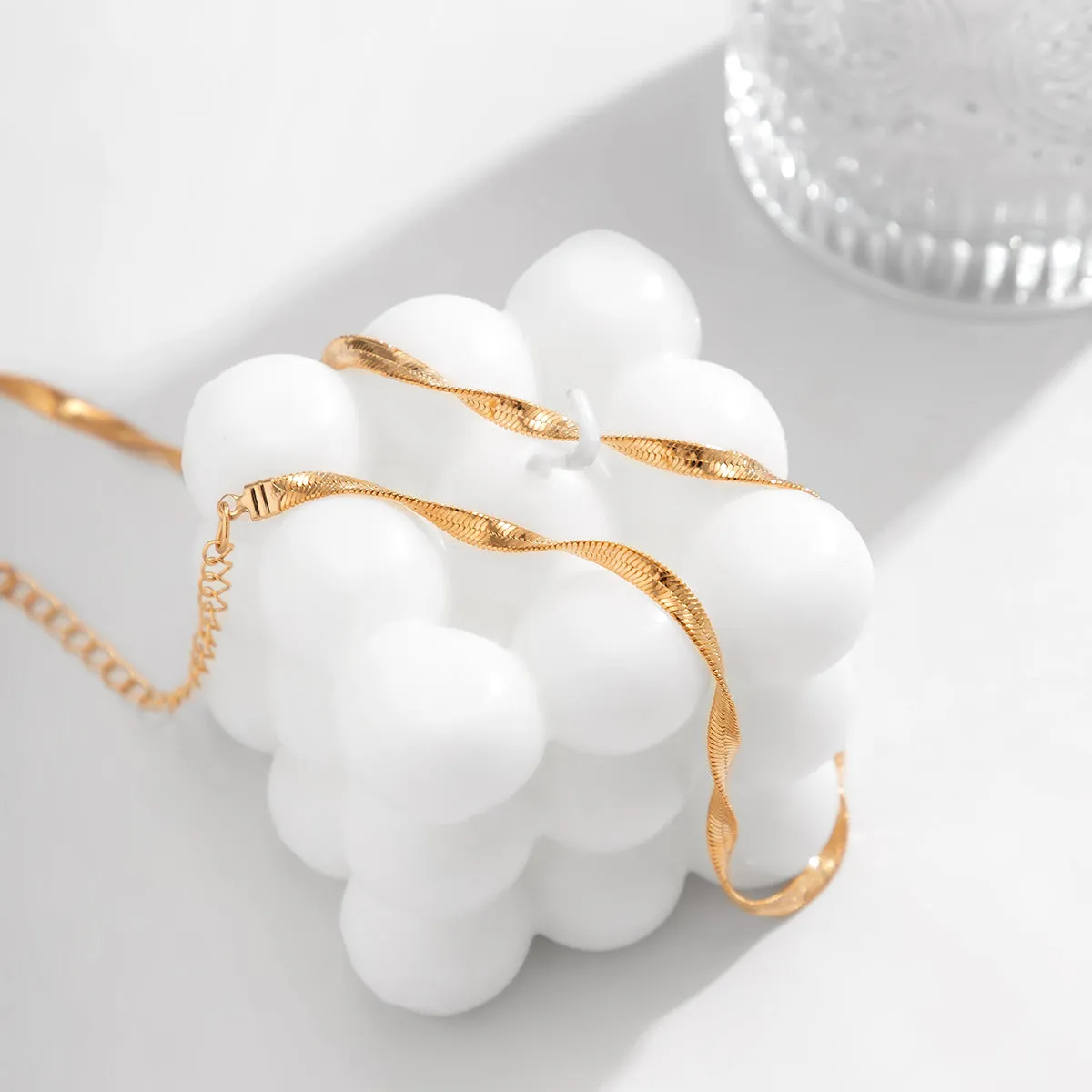 18K Gold-Plated Twisted Snake Chain Necklace