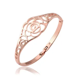 18K Rose Gold-Plated Openwork Rose Bangle