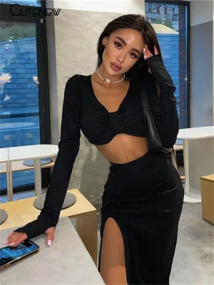 2 Pieces Long Sleeves Dress