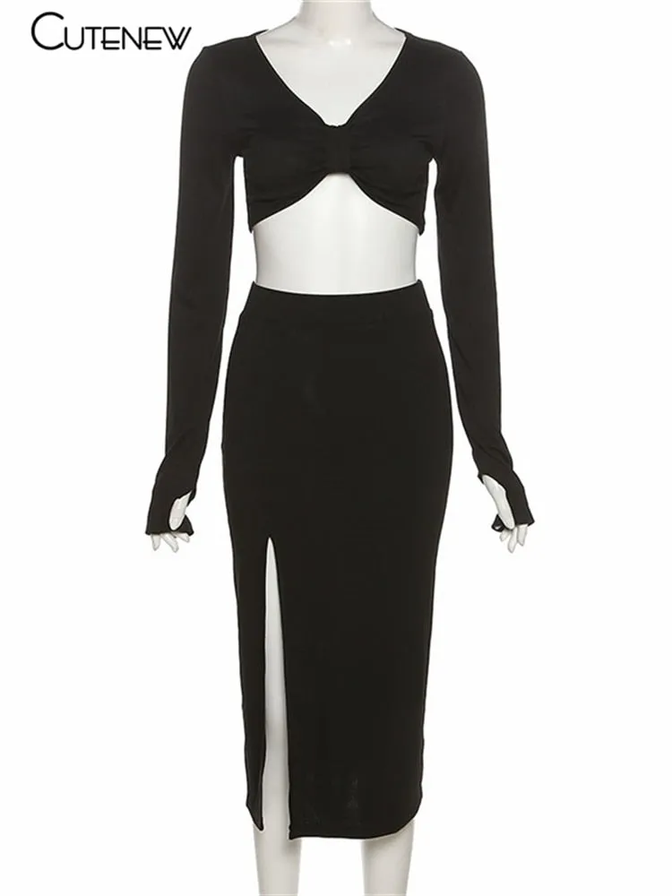 2 Pieces Long Sleeves Dress