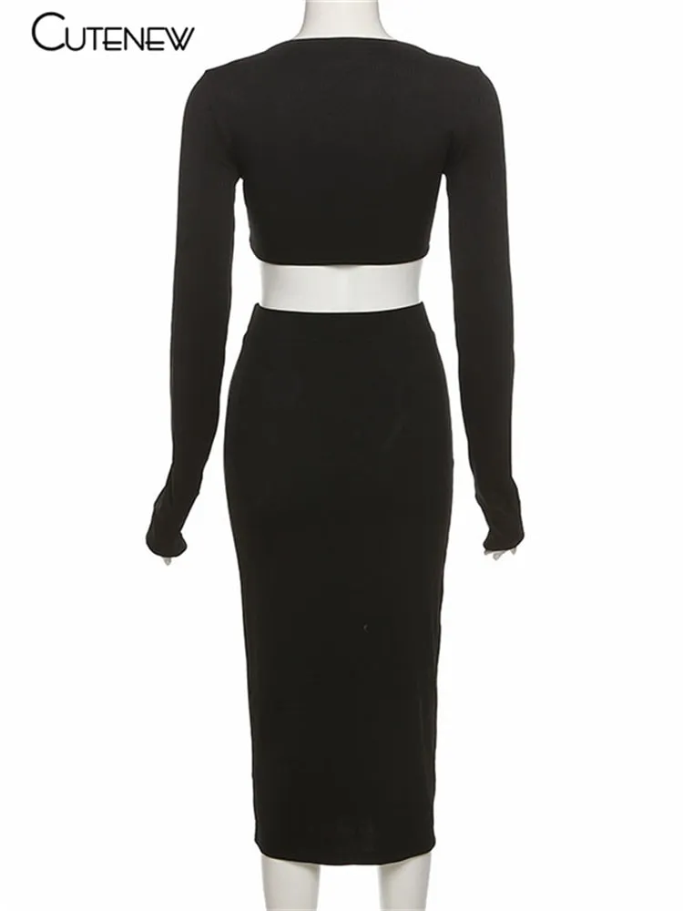 2 Pieces Long Sleeves Dress