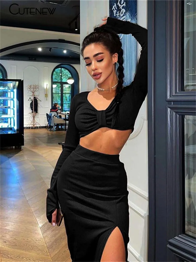 2 Pieces Long Sleeves Dress