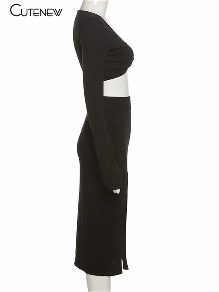 2 Pieces Long Sleeves Dress
