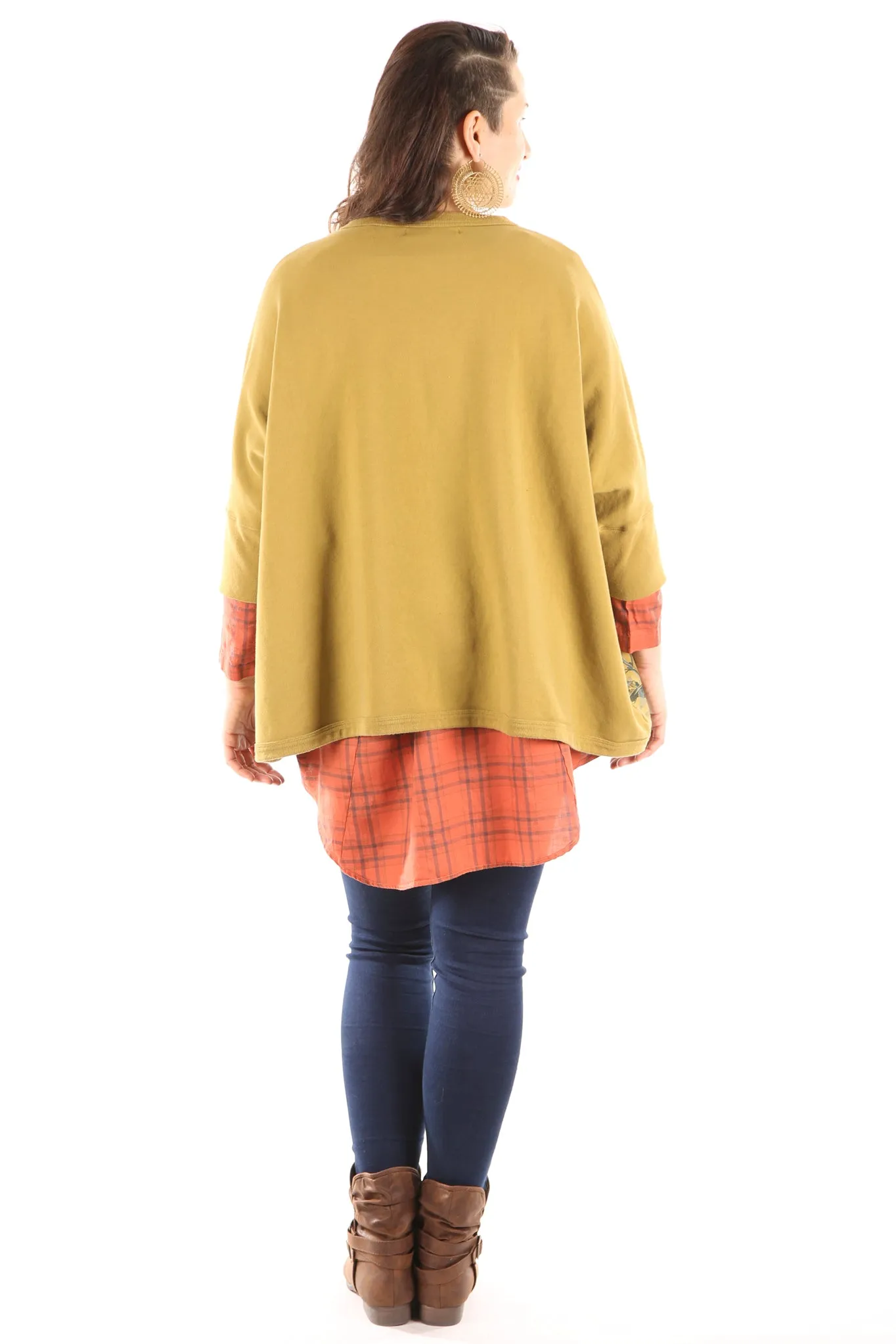 2210 Cozy Fleece Square Sweatshirt -Osage-Spice Leaf Windows