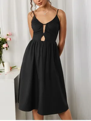 Adjustable Straps Hollow-out Double Layers Dress