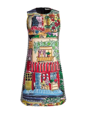 Alice   Olivia Coley Crew Neck A-Line Dress in Vacation Dreams