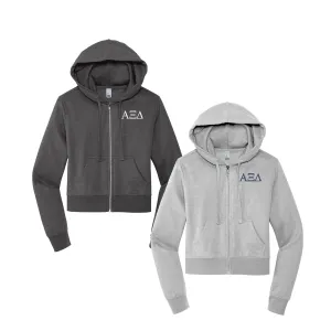 Alpha Xi Delta Cropped Zip Up Hoodie