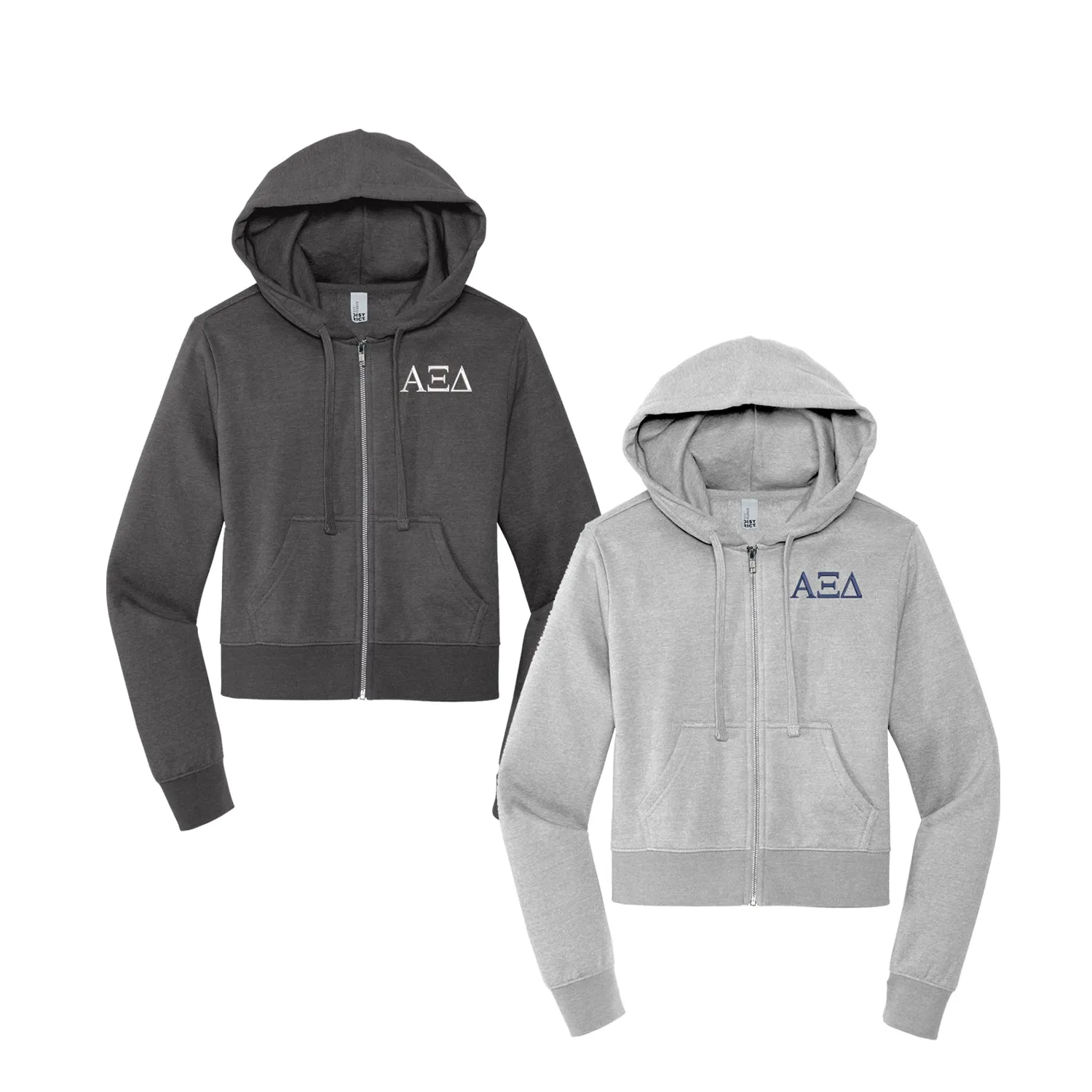 Alpha Xi Delta Cropped Zip Up Hoodie