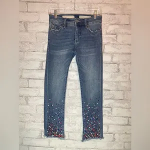 Anthropologie Pilcro and the Letterpress Slim Straight Cropped Jeweled Jeans