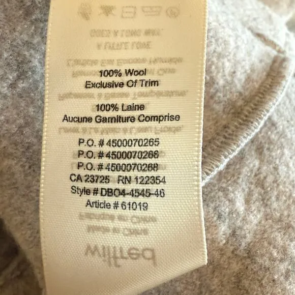Aritzia Wilfred Banville Merino Wool Jacket Coat In Gray Size Medium