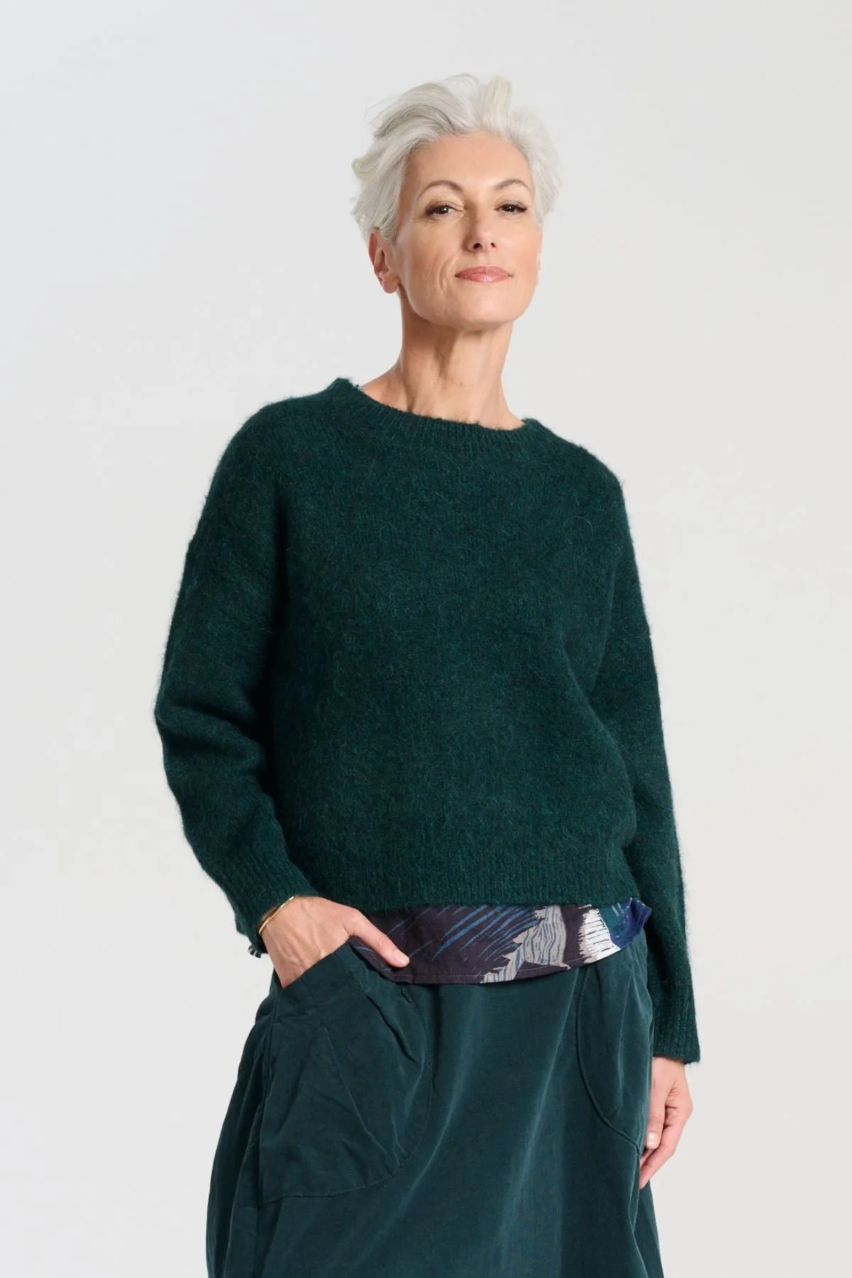 Aspen Knit Sweater Teal in Alpaca