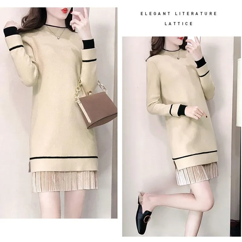 Autumn and Winter Long Sweater Fashion Simple Casual Top Sexy Slim Dress