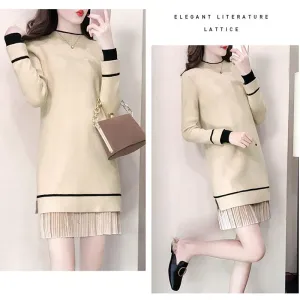 Autumn and Winter Long Sweater Fashion Simple Casual Top Sexy Slim Dress