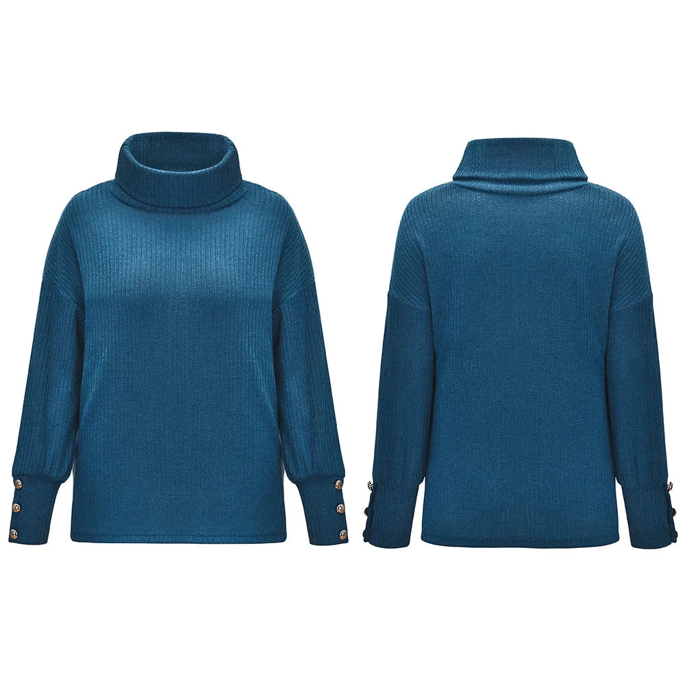 Autumn and Winter Women's Sweatshirt Bestseller, High Neck Knitted Sweater, Tops.C-241028-3