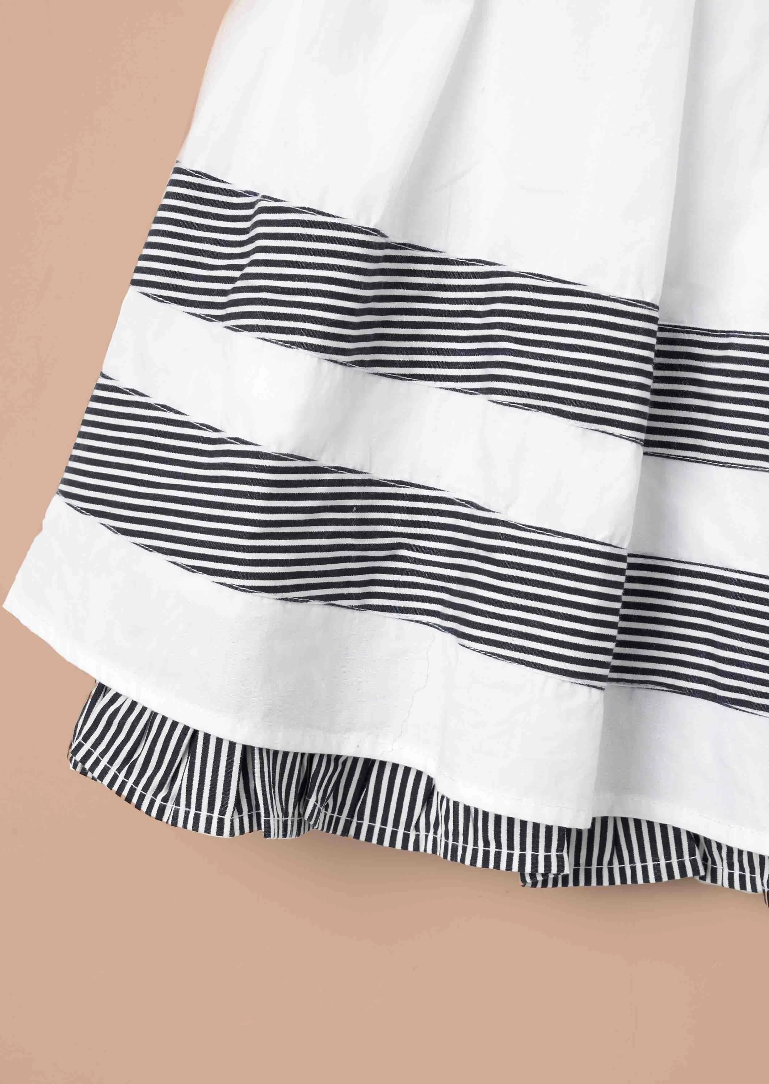 Avery White Stripe Panel Dress With Bloomer