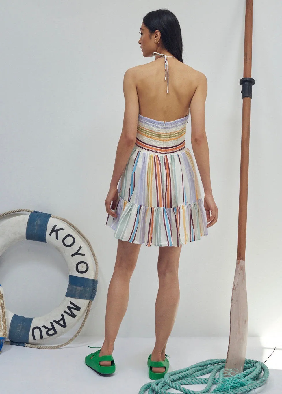 Axum Tuck Front Mini Dress (Stripe)