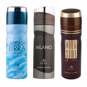 Birra Acqua, Milano, Wild Side Deodorant Pack of 3 200ml Each