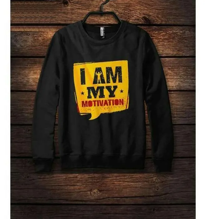 Black Round Neck Printed Sweatshirt For womens