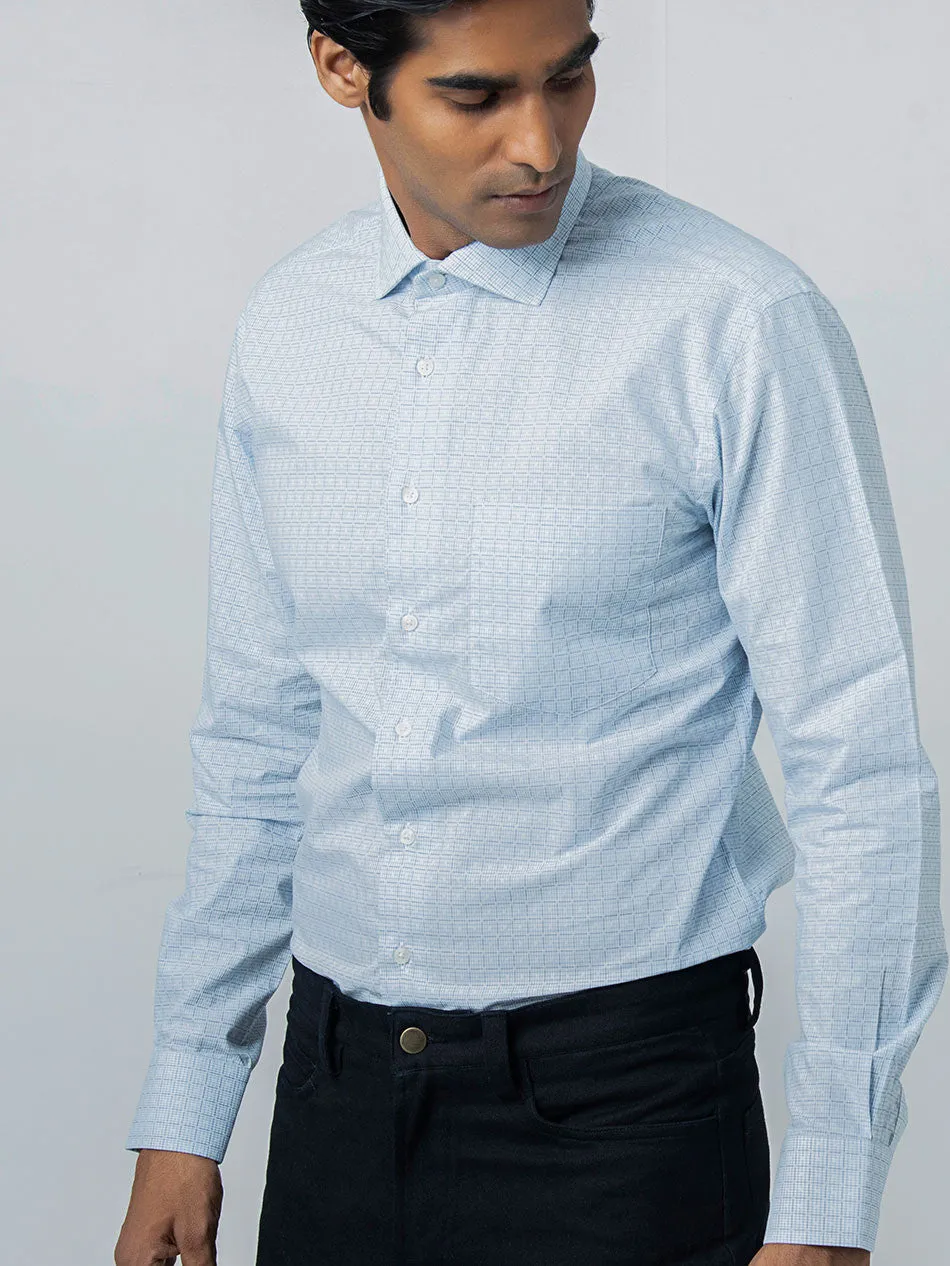 BLUE DOBBY CHECK SHIRT