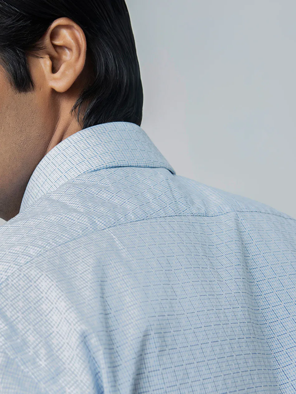 BLUE DOBBY CHECK SHIRT