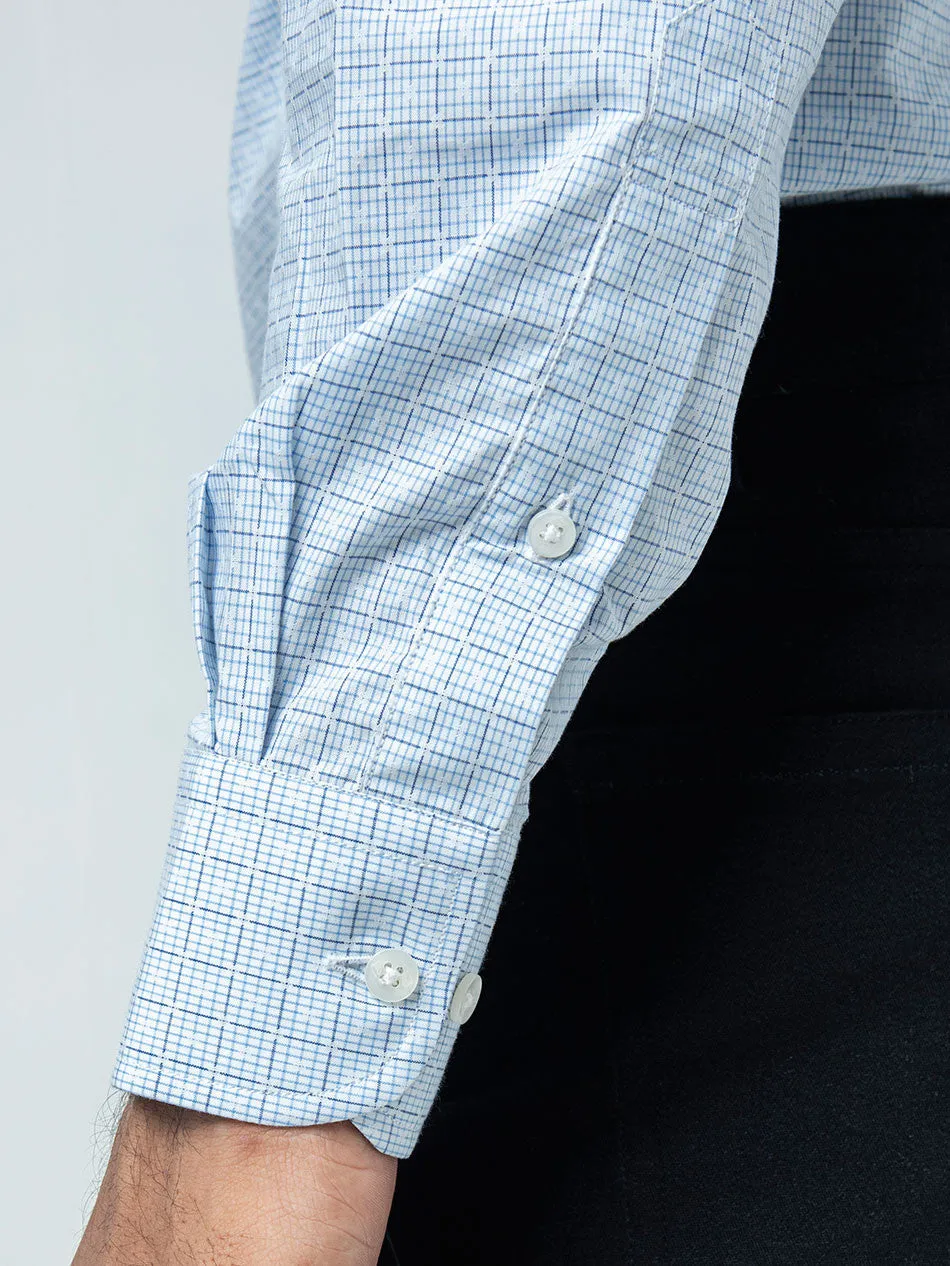 BLUE DOBBY CHECK SHIRT