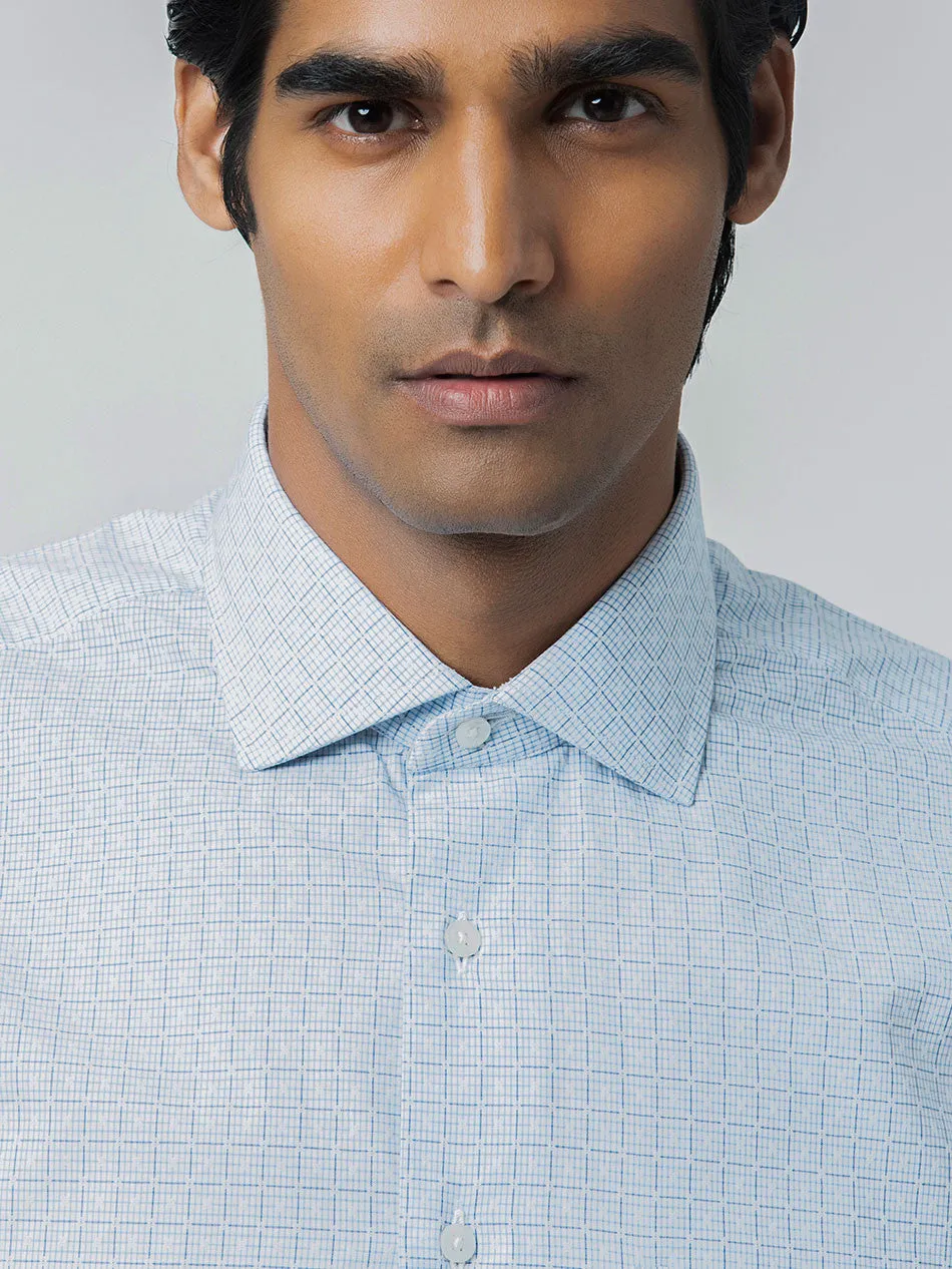BLUE DOBBY CHECK SHIRT