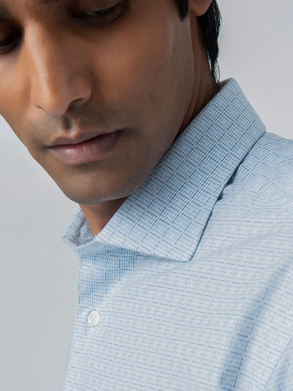 BLUE DOBBY CHECK SHIRT
