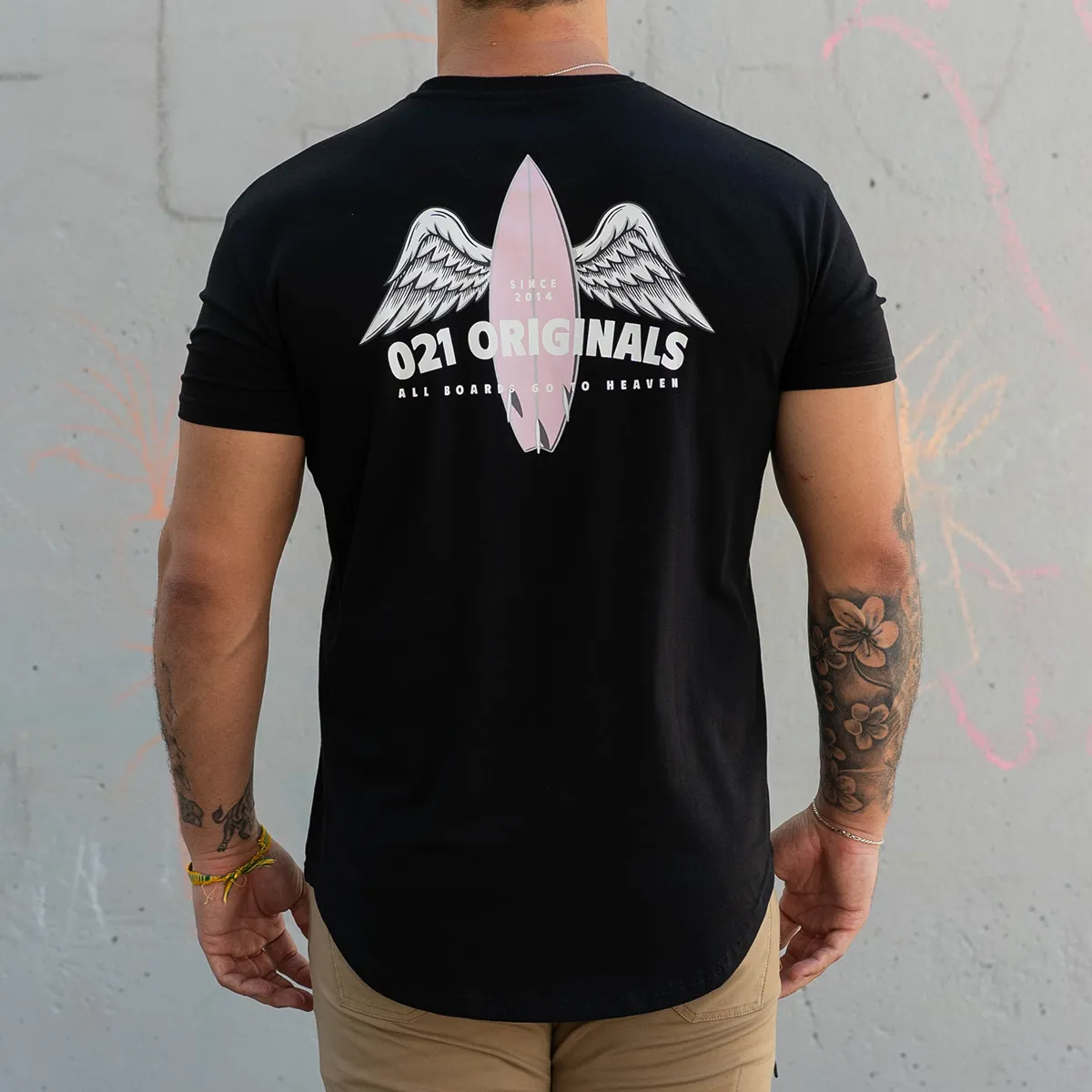 BOARD HEAVEN DROP-CUT T-SHIRT - BLACK