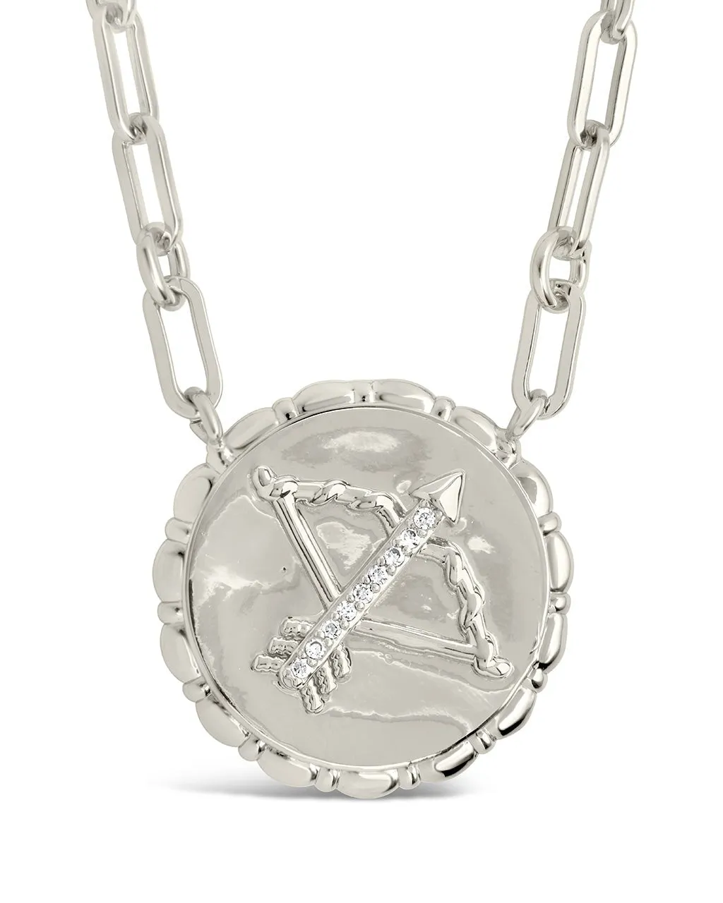 Bold CZ Zodiac Link Pendant Necklace