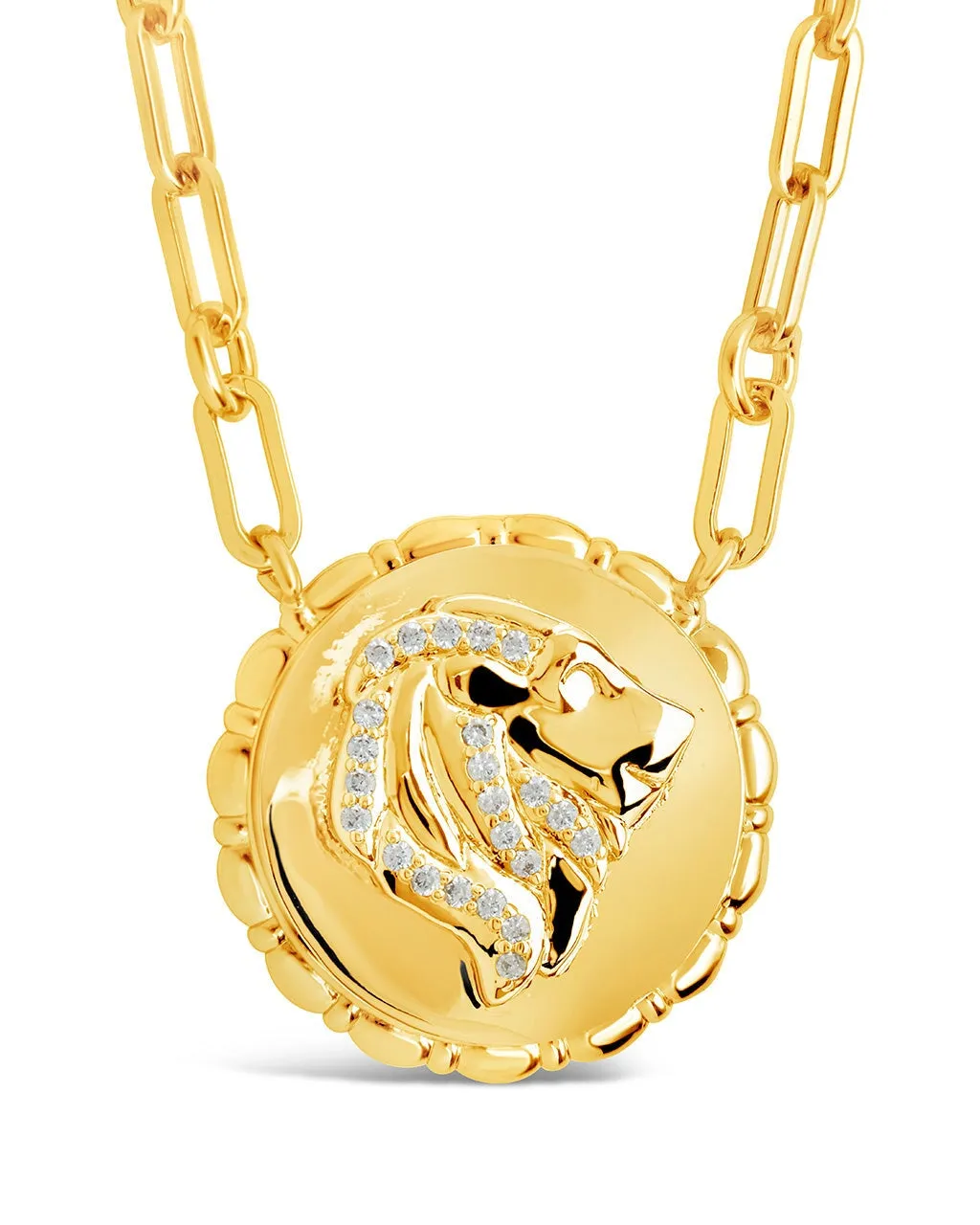 Bold CZ Zodiac Link Pendant Necklace