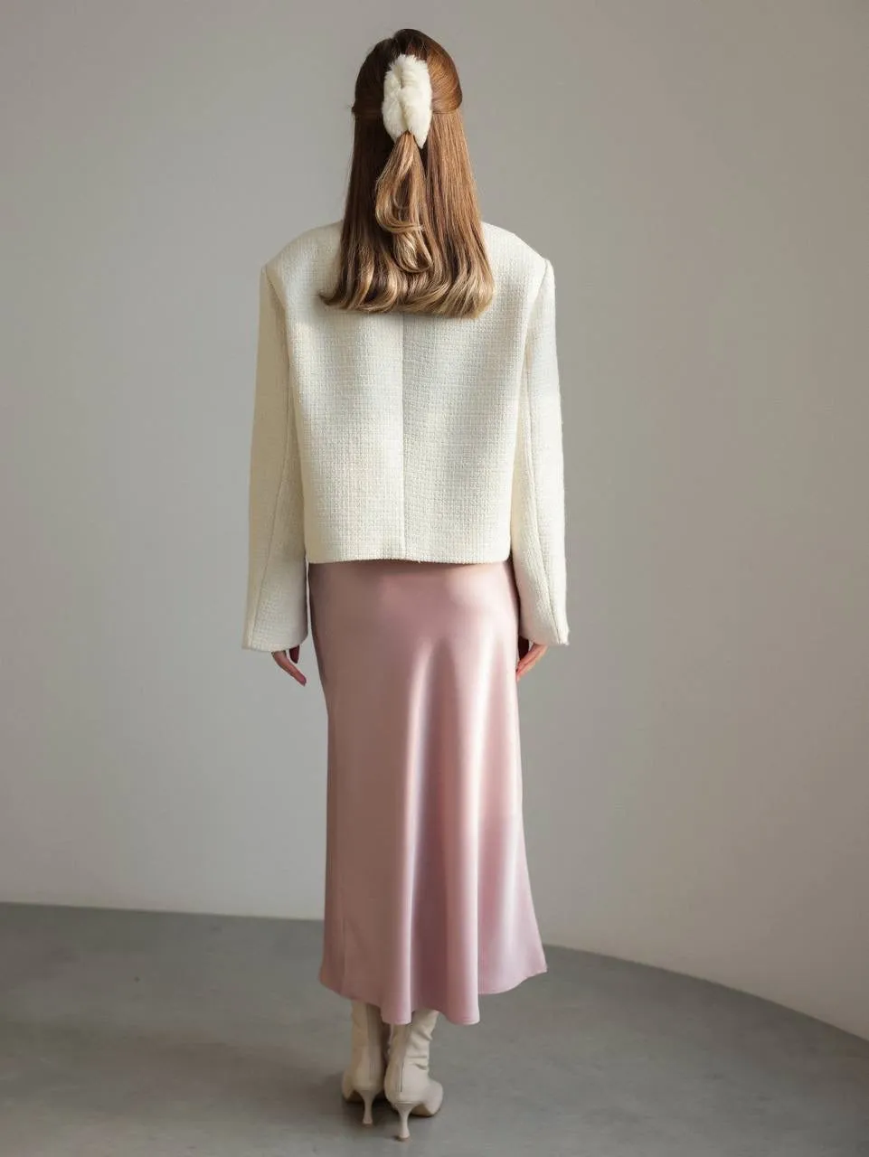 Bow-Accented Textured Jacket