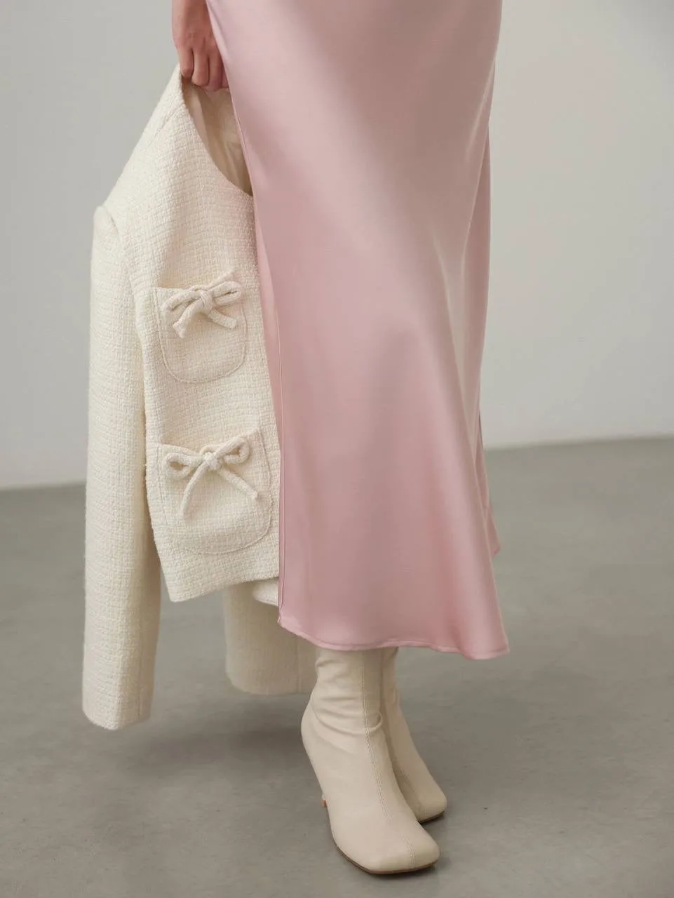 Bow-Accented Textured Jacket