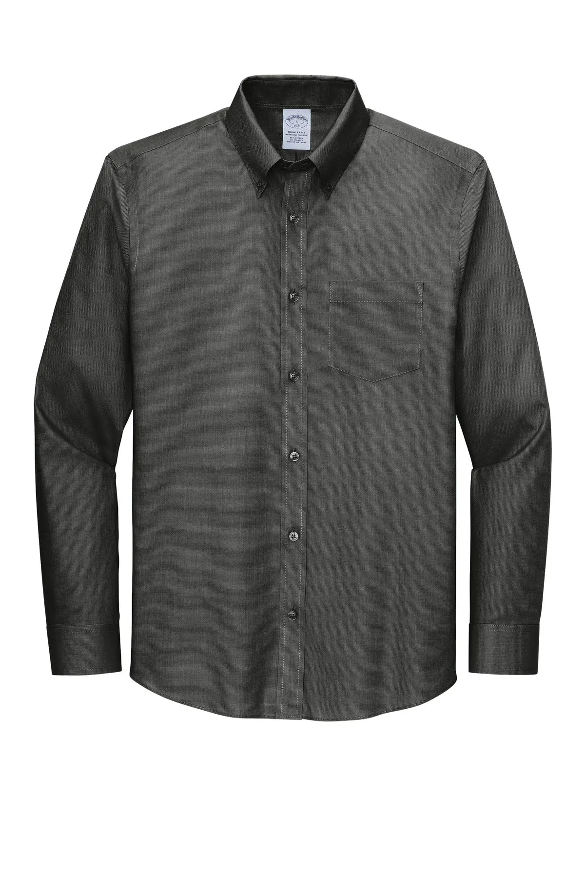 Brooks Brothers Tall Wrinkle-Free Stretch Nailhead Shirt TBB18002 Deep Black Tall