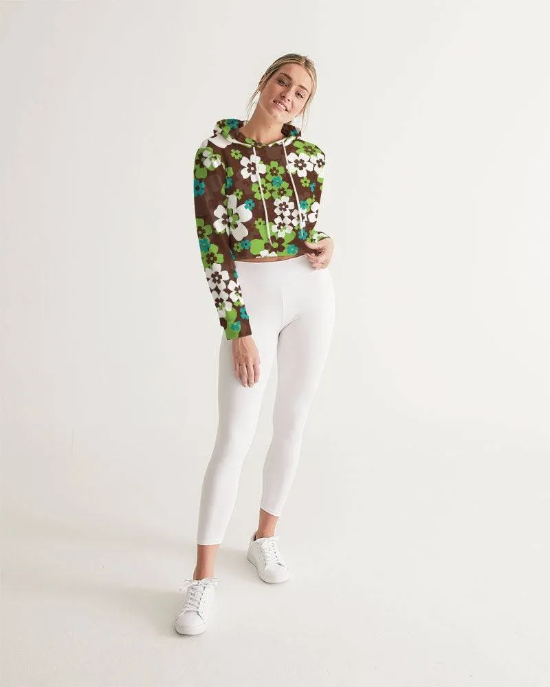 Brown Hawaiian Flora Women's Cropped Hoodie