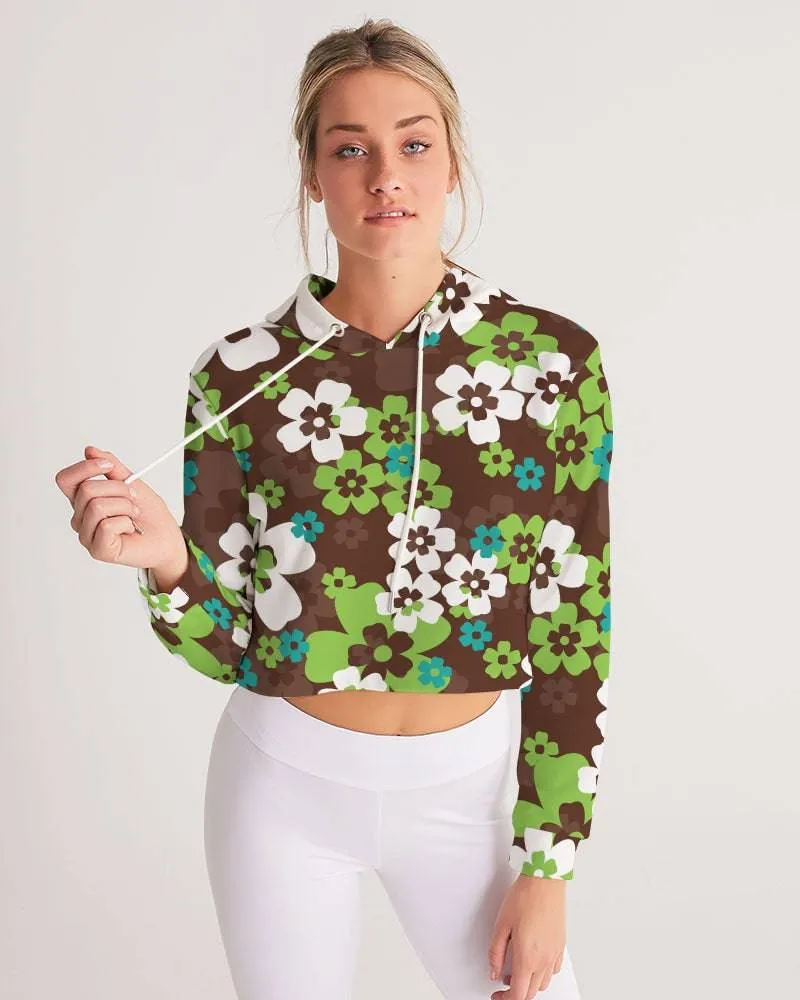 Brown Hawaiian Flora Women's Cropped Hoodie