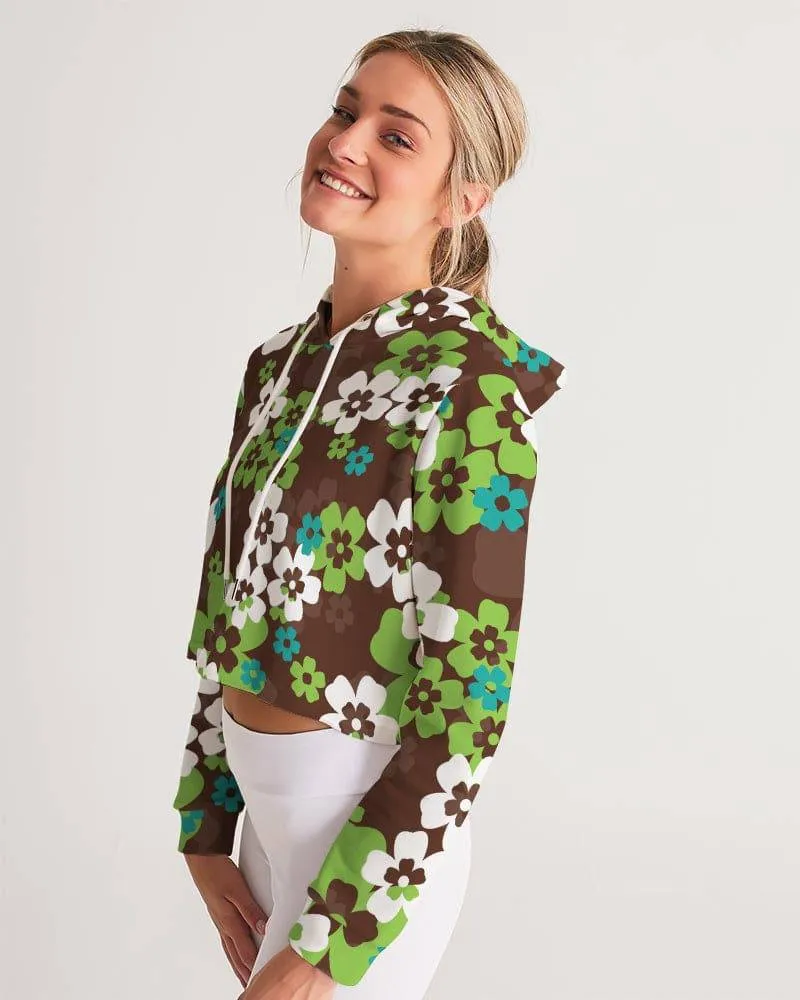 Brown Hawaiian Flora Women's Cropped Hoodie