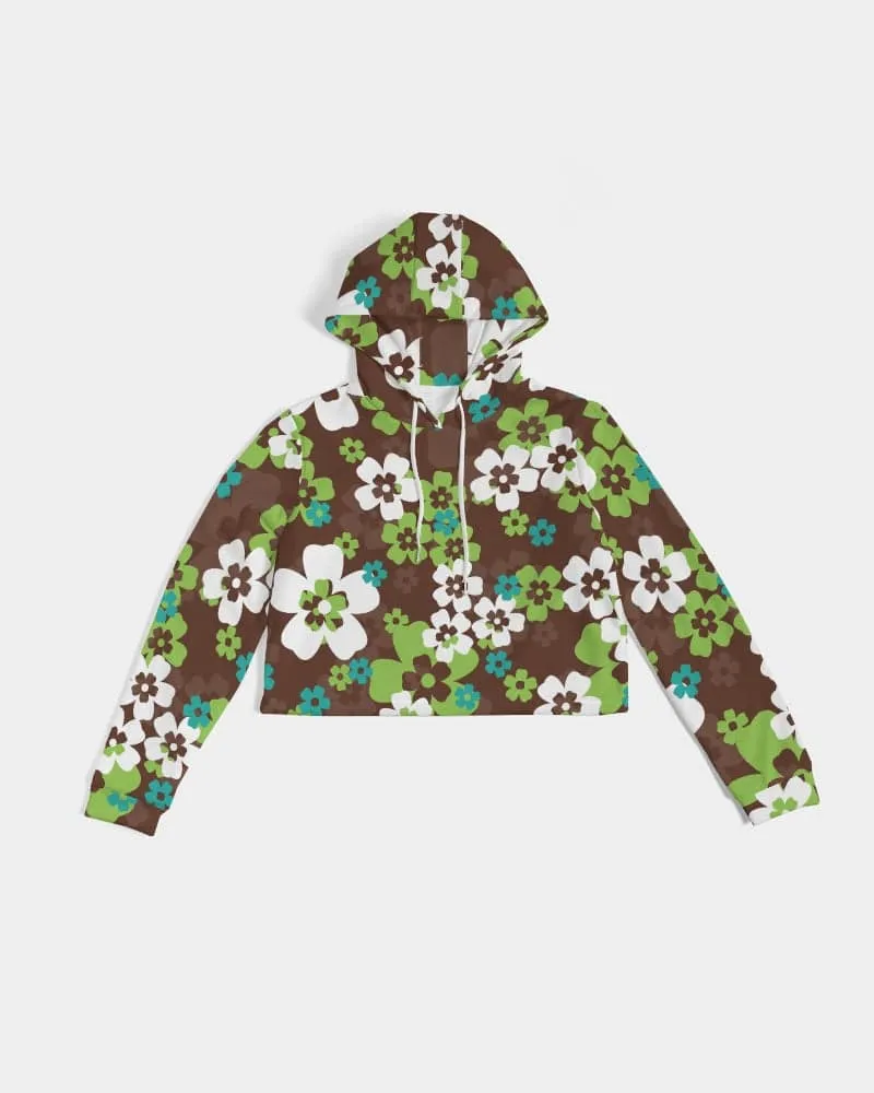 Brown Hawaiian Flora Women's Cropped Hoodie