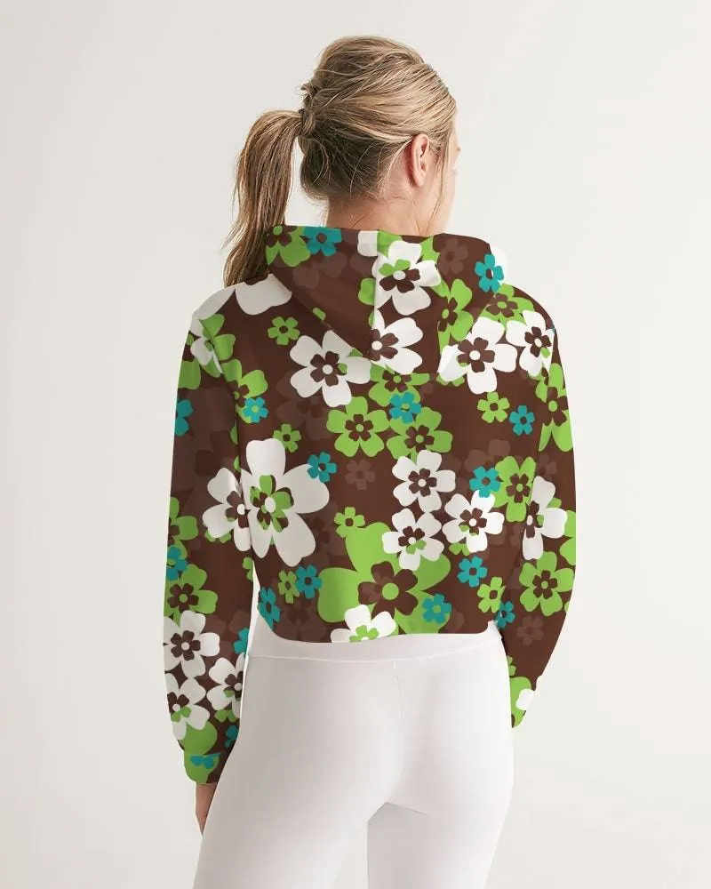 Brown Hawaiian Flora Women's Cropped Hoodie
