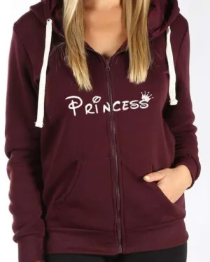 Brown princess zipper hoodie for and women