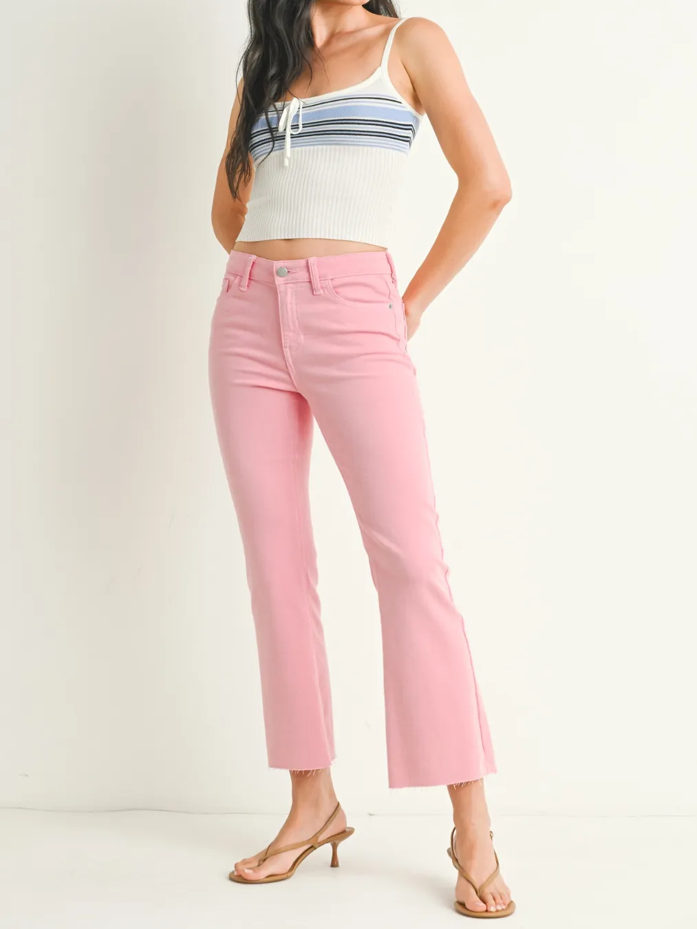 Bubblegum Cropped Flare Denim