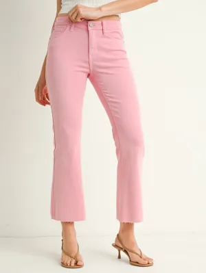 Bubblegum Cropped Flare Denim
