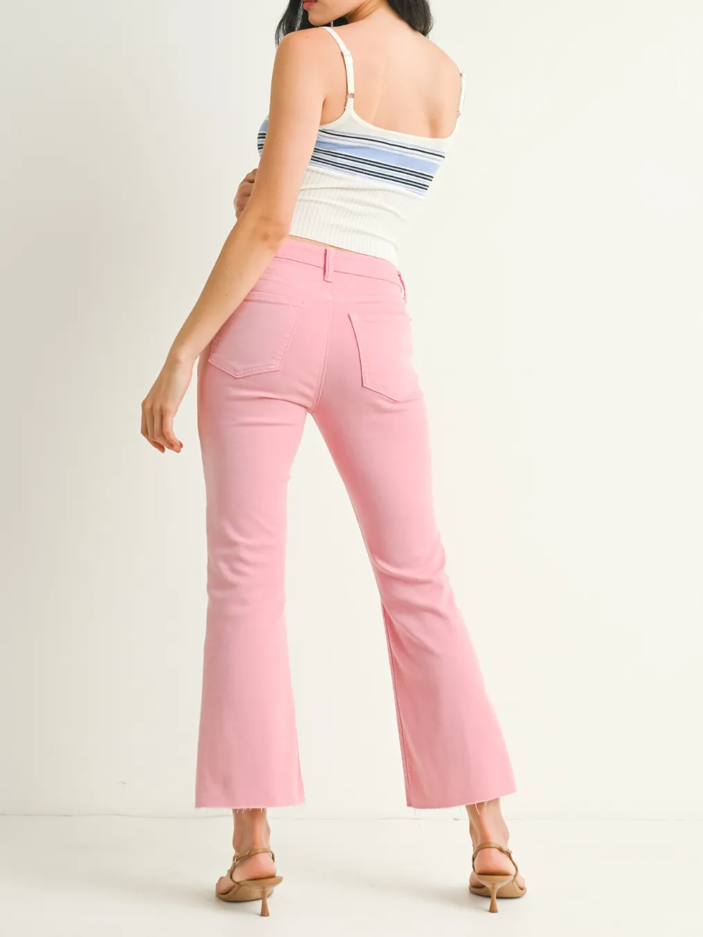 Bubblegum Cropped Flare Denim