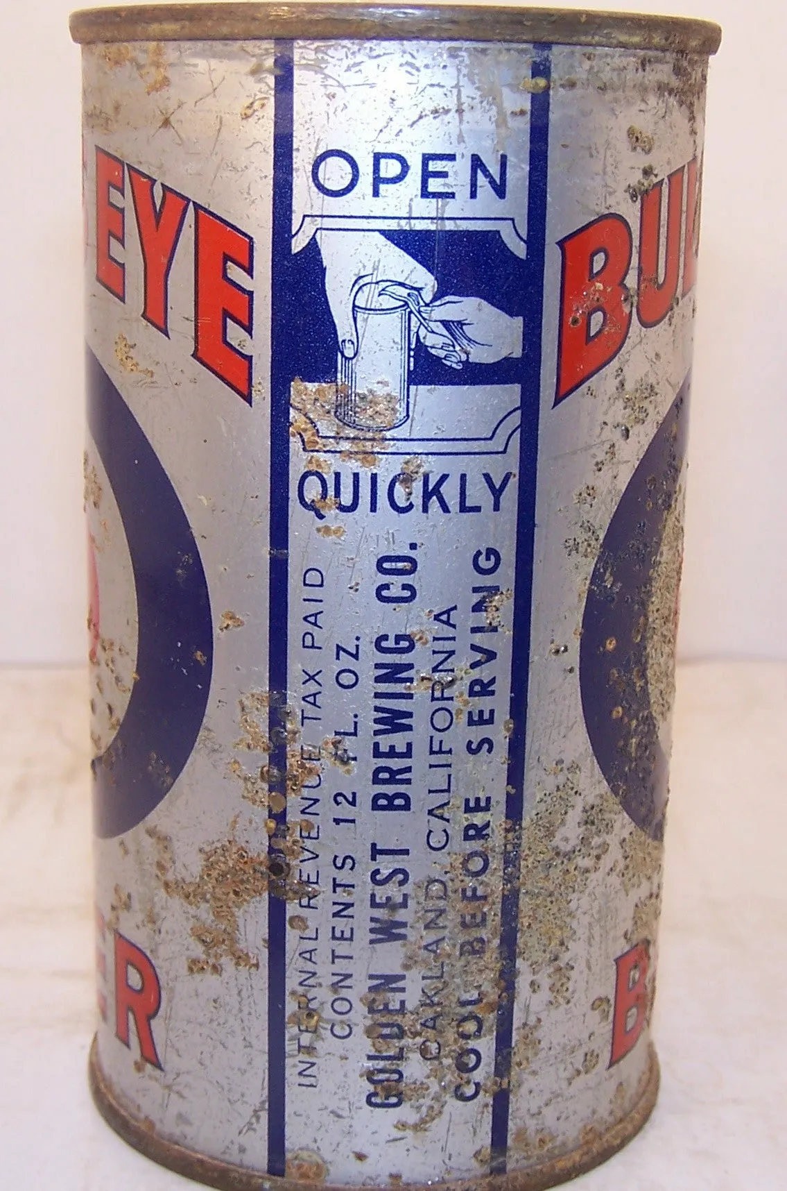 Bull's Eye Beer, USBC 46-6 pit can Sold 11/21/14