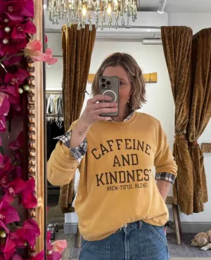 Caffeine N Kindness Mineral Sweatshirt Mustard