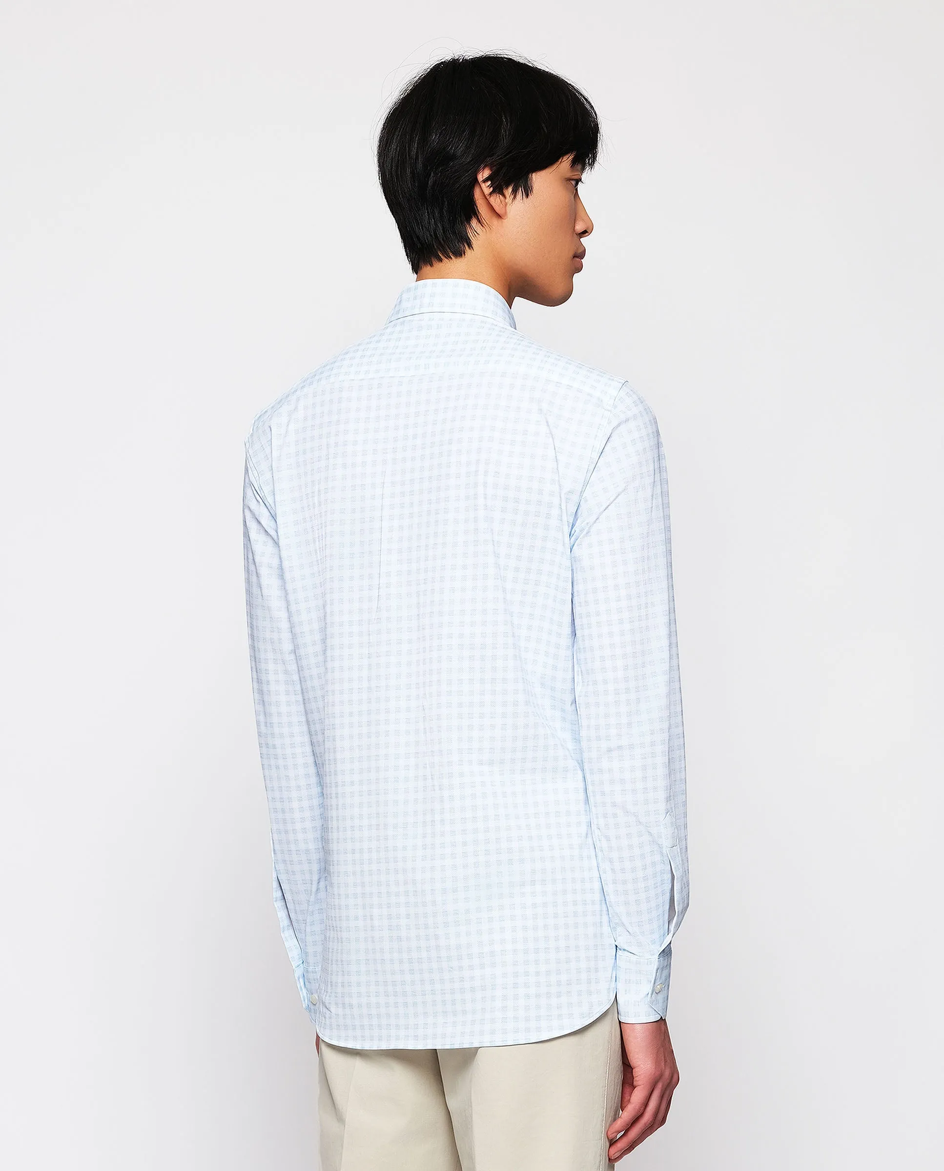 Camisa vestir técnica cuadro Vichy celeste