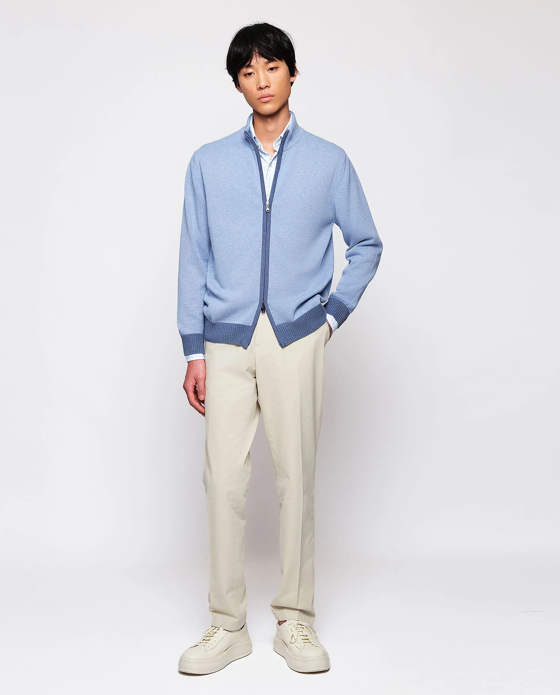 Camisa vestir técnica cuadro Vichy celeste